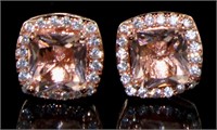 Cushion Cut 2.50 ct Morganite Stud Earrings