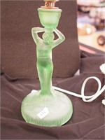 Depression era nude green-frosted boudoir lamp