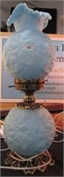 Fenton GWTW lamp-opaque blue Poppy