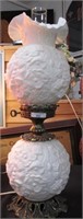 Fenton GWTW lamp-satin Milk Glass Poppy