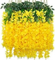 Cewor Artificial Yellow Wisteria Vine Ratta Fake