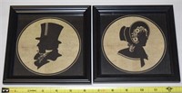 Antique Framed Victorian Man & Woman Silhouettes