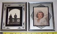 (2) Vtg Art Deco Glass Picture Frames w/ Olympe