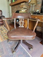 Lyre-Back Leather Office Chair & Mat