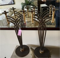 2 Large Bronze Candle Sticks
