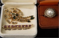 Small Vintage Diamond pins and ring
