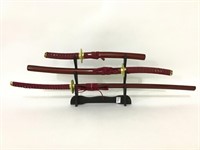 3 Piece Samuri Sword Set w/ Stand