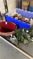 Christmas decorations bin lot & basket