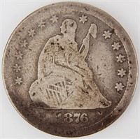 Coin 1876-CC Seated Liberty Quarter in Good