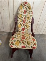 Vintage Upholstered Wooden Rocking Chair