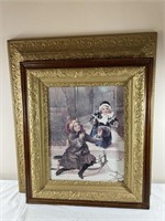 2 large pictures and frames