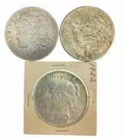 1901-o Morgan Silver Dollar, 1922 Peace Dollar