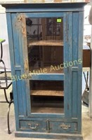 Blue glass door cabinet-