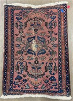 Vintage Hand Knotted Pink and Blue Persian Rug