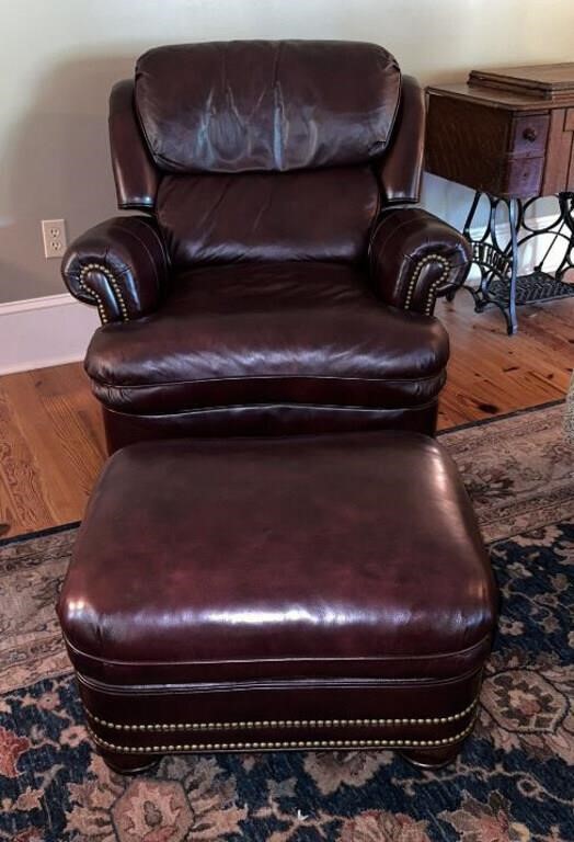 Leather chair & ottoman