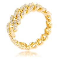 Gold-pl. .12ct White Sapphire Chain Style Ring