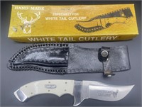 White Tail Cutlery knife with leather sheath