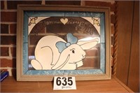 Framed Stain Glass 'Bunny' Decor(R7)