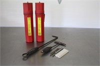 Two welding rod keepers, chipping hammer,