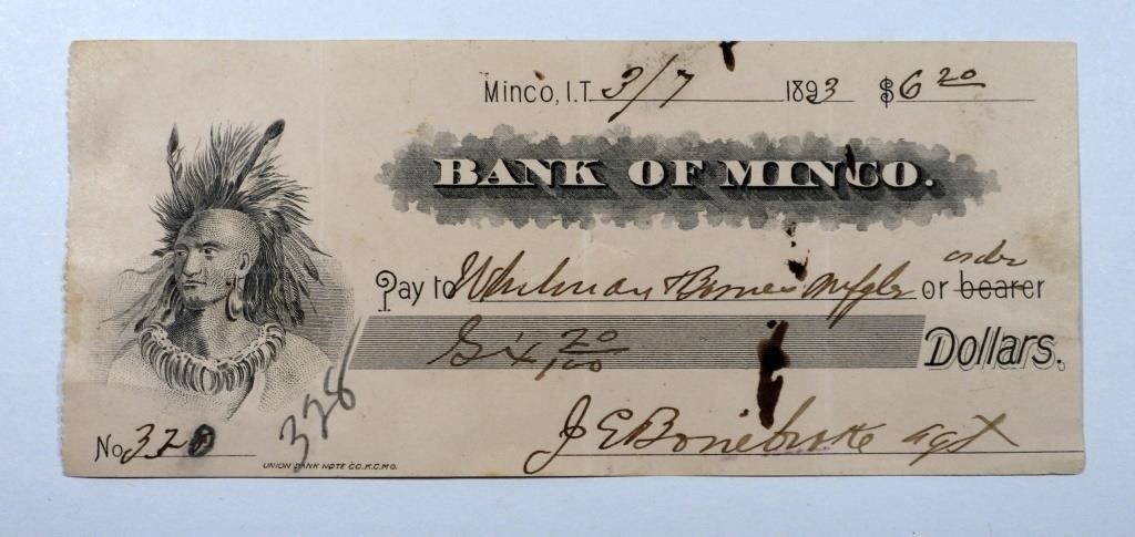 Minco, OK 1893 Indian Territory "Bank of Minco"