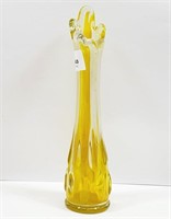 Vintage Yellow & Clear Swung Art Glass Vase