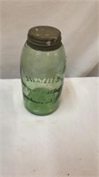 Vintage Green Depression Era Mason Jar