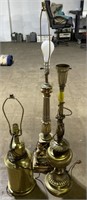 (E) 3 Brass Table Lamps 39”, 31”, 26”