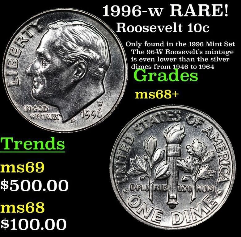 1996-w Roosevelt Dime RARE! 10c Grades Gem++ Unc