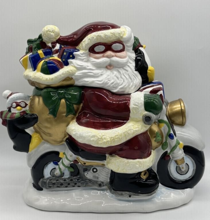 Santa on Motercycle Cookie Jar by Cook’s Club