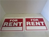 Two Plastic "For Rent" Signs