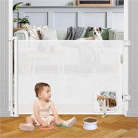 Retractable Mesh Baby Gate w/ Cat Door, 35"x 55"