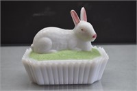 Westmoreland Milk Glass Bunny Covered Dish