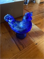 Cobalt blue depression style glass rooster