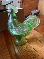 Vintage Transparent green standing rooster