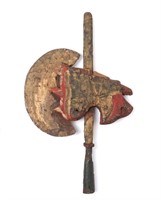 Chinese Gilded Wood & Iron Ceremonial Halberd, cir