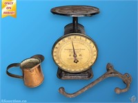 Scale, Copper Pitcher, Iron Barn Hook