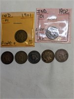 1881,1901,02,03,04,05,08 Indian Head Cents