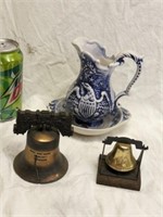 2 Liberty Bells and Small Pitcher & Bowl