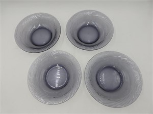 Four PYREX Purple Swirl Bowls