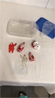 Old glass Santa ornaments and candy container