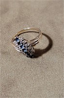 Montana Yogo Sapphire and Diamond 10k Gold Ring