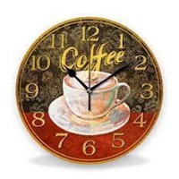 Nice 10" Round Clock W/Coffee Embelishment A21