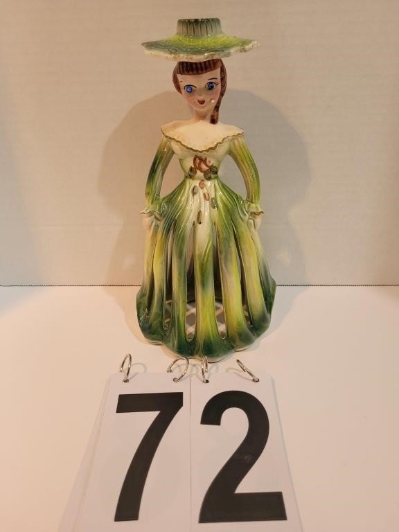 Green Napkin Doll W/ Candle Holder Bonnet