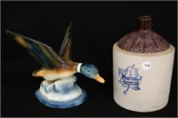 Western Stone Jug & Mallard Duck Figurine