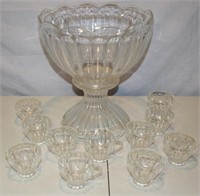 vintage Anchor Glass punch bowl & cups partial set