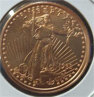 1 oz fine copper coin standing liberty