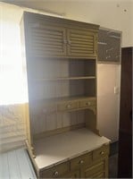 Yellow cabinet with hutch top
