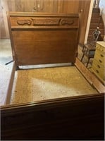 Large ornate wooden sleigh bed frame , possibly qu
