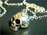 HALLOWEEN SKULL HEAD PENDANT SILVER CHAIN