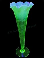 Vintage Vaseline Glass Trumpet Vase